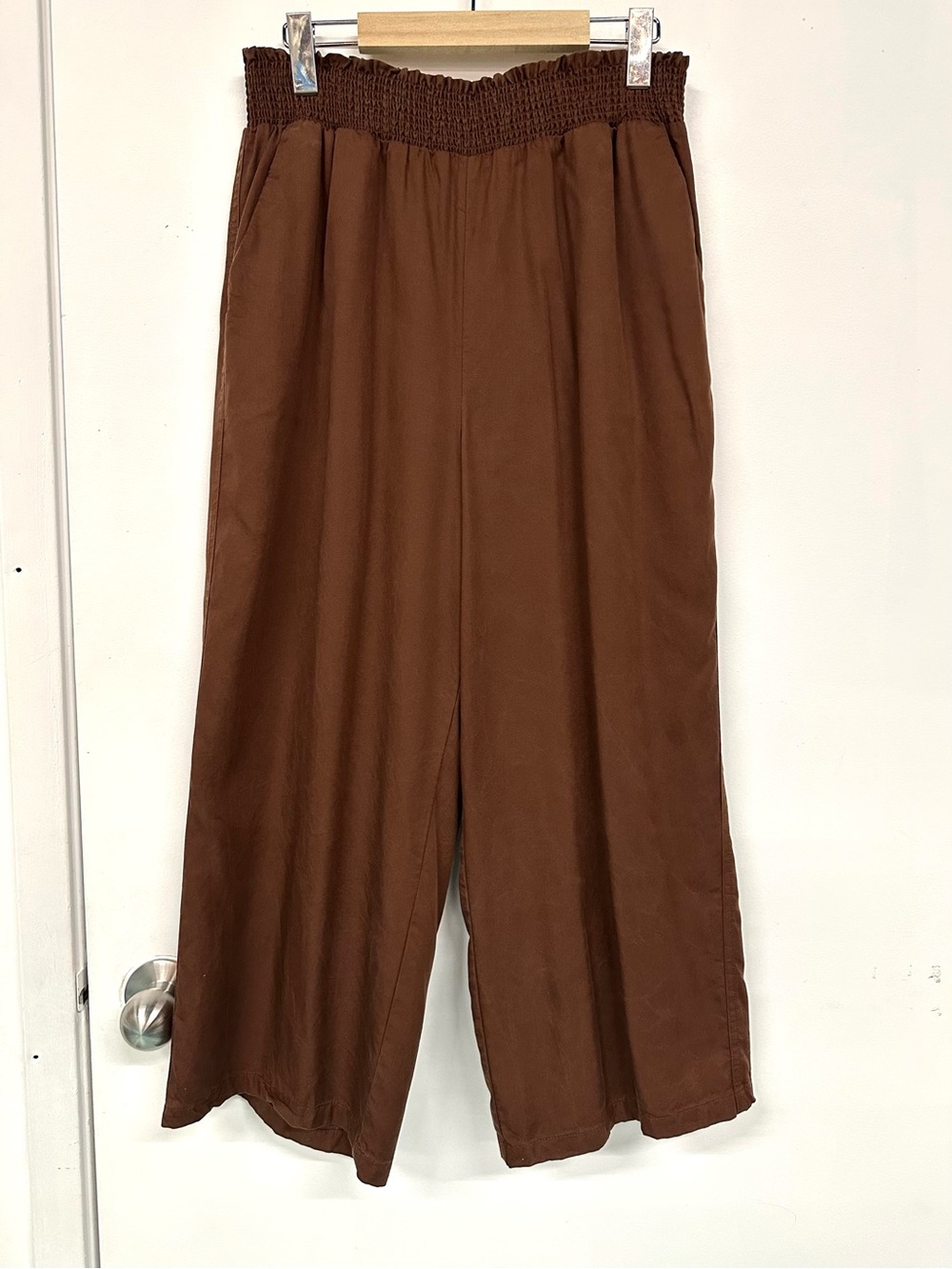 Laura Brown Tencel Wide Leg Pants High Waist Pull On Stretch Size 14